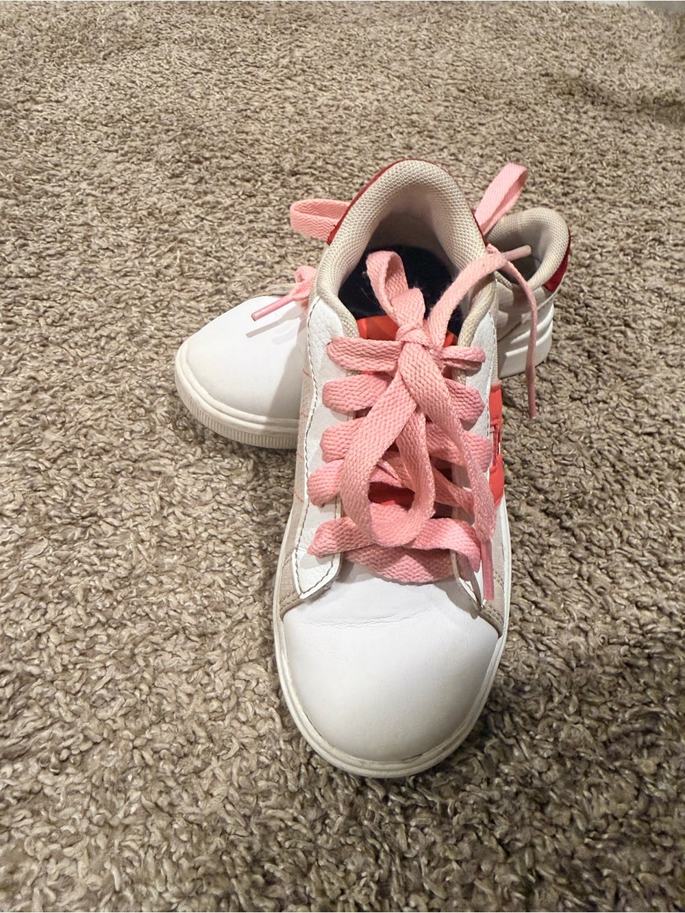 Tommy Hilfiger White and Pink Kids Sneakers